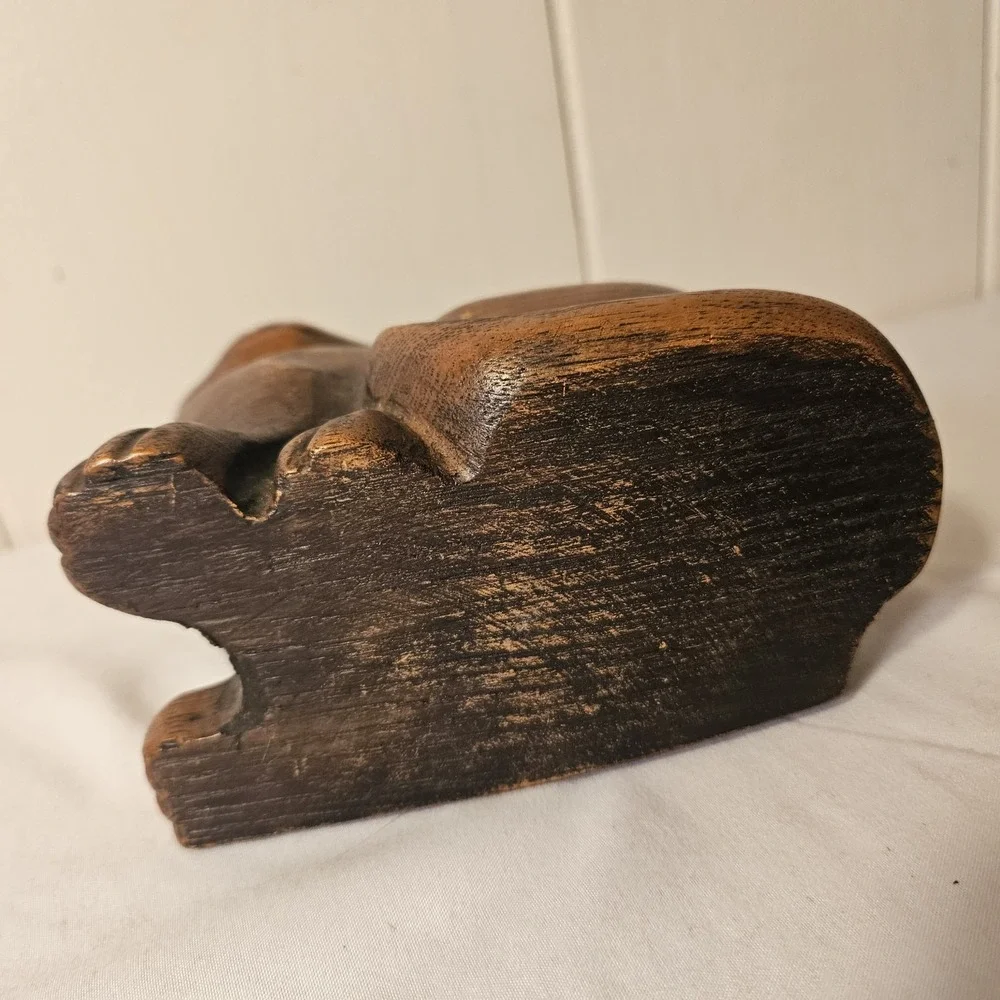 Wooden Cat Kitty Sculpture Figurine Flat Back Spooky